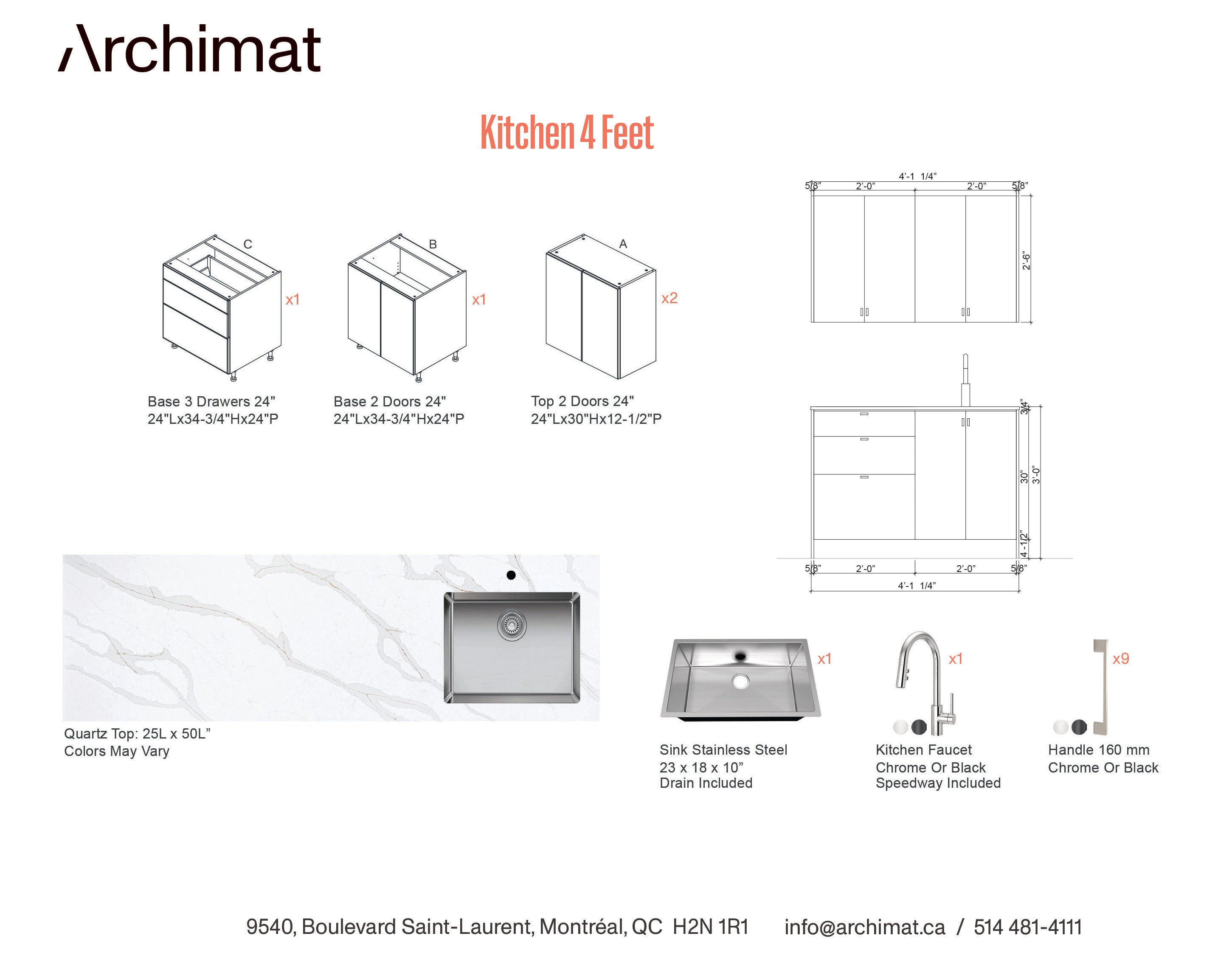 Kitchen 4 feet - 5 Colors