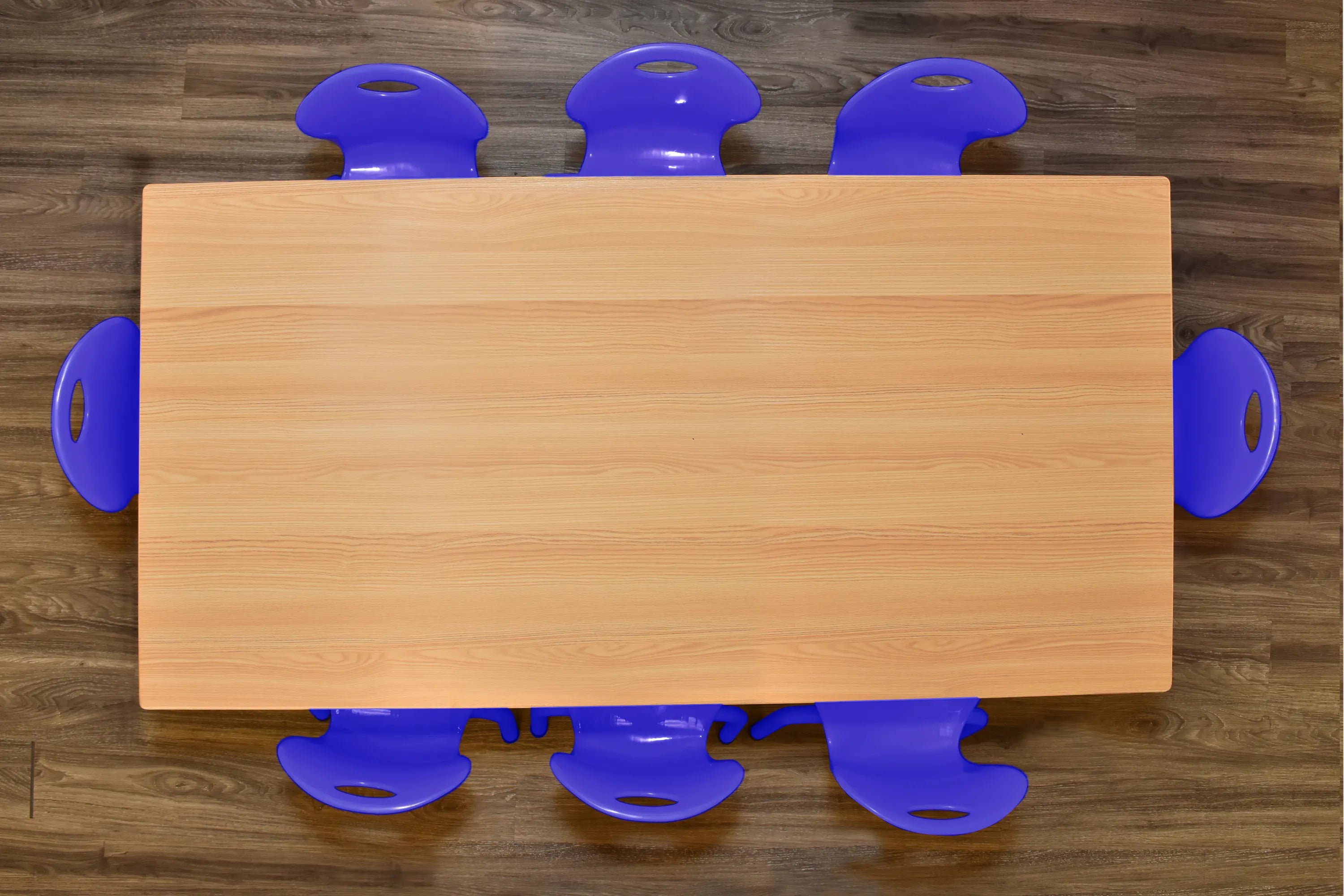 30x60 Natural Table with 8 Metal Chairs Set