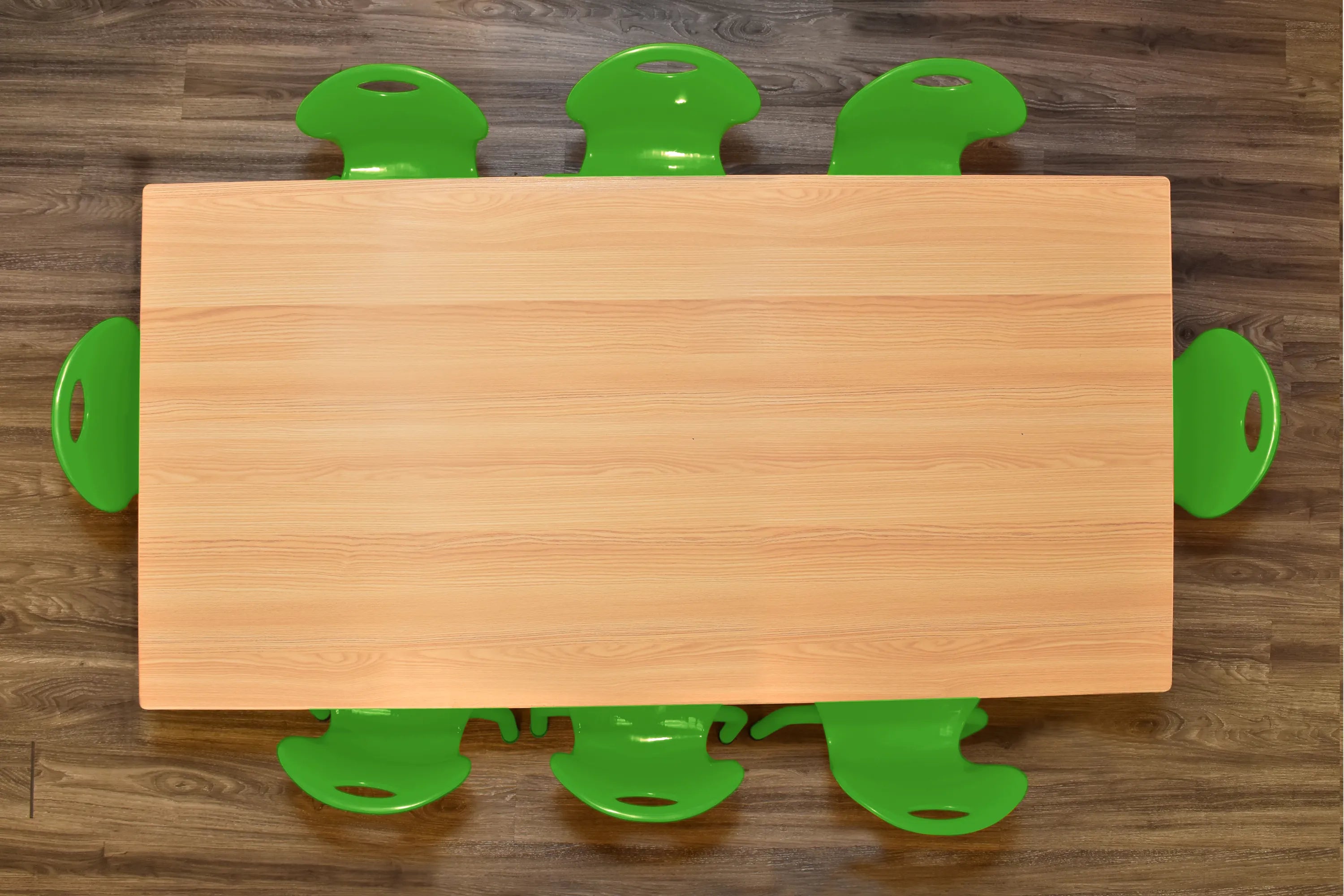 30x60 Natural Table with 8 Metal Chairs Set