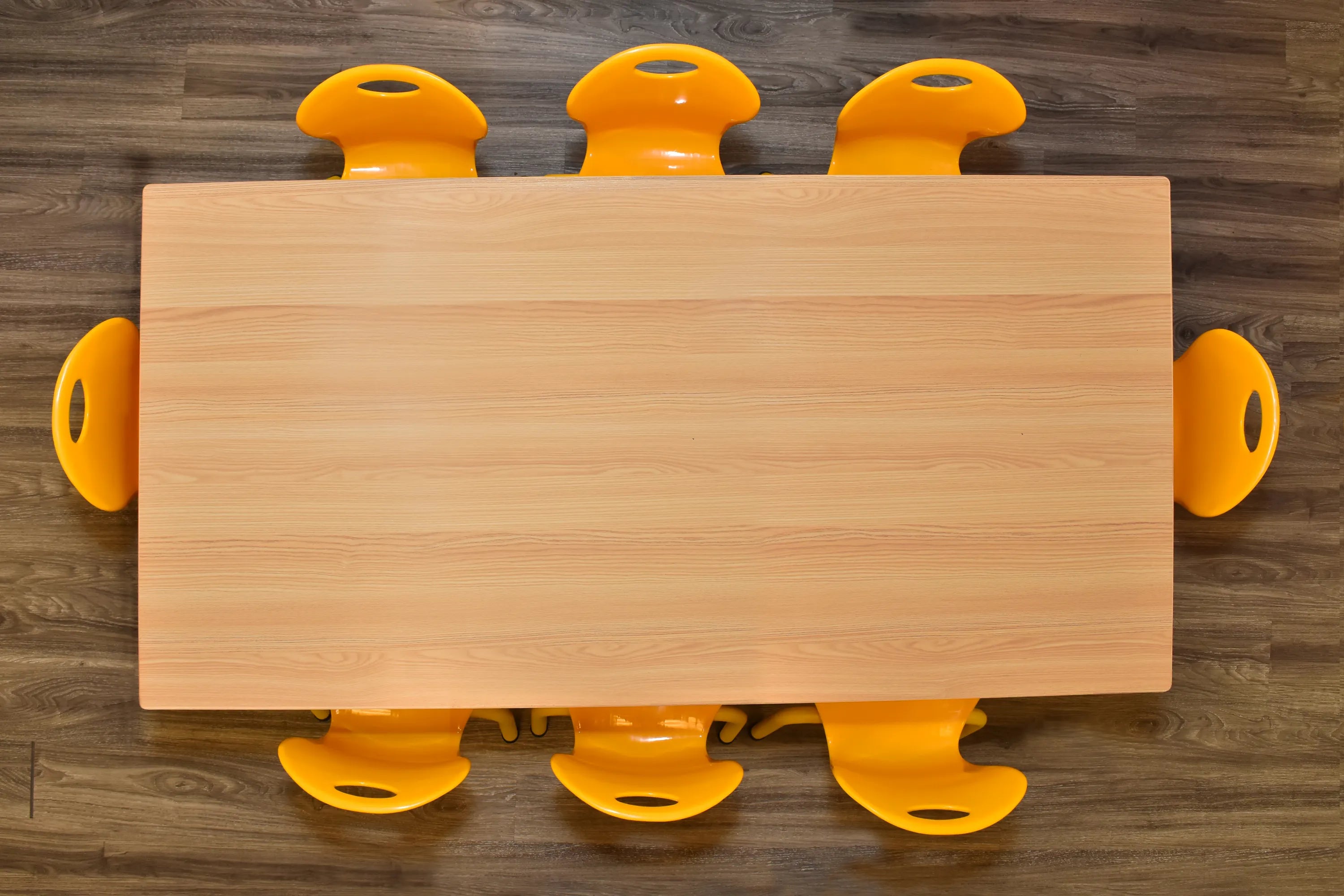 30x60 Natural Table with 8 Metal Chairs Set