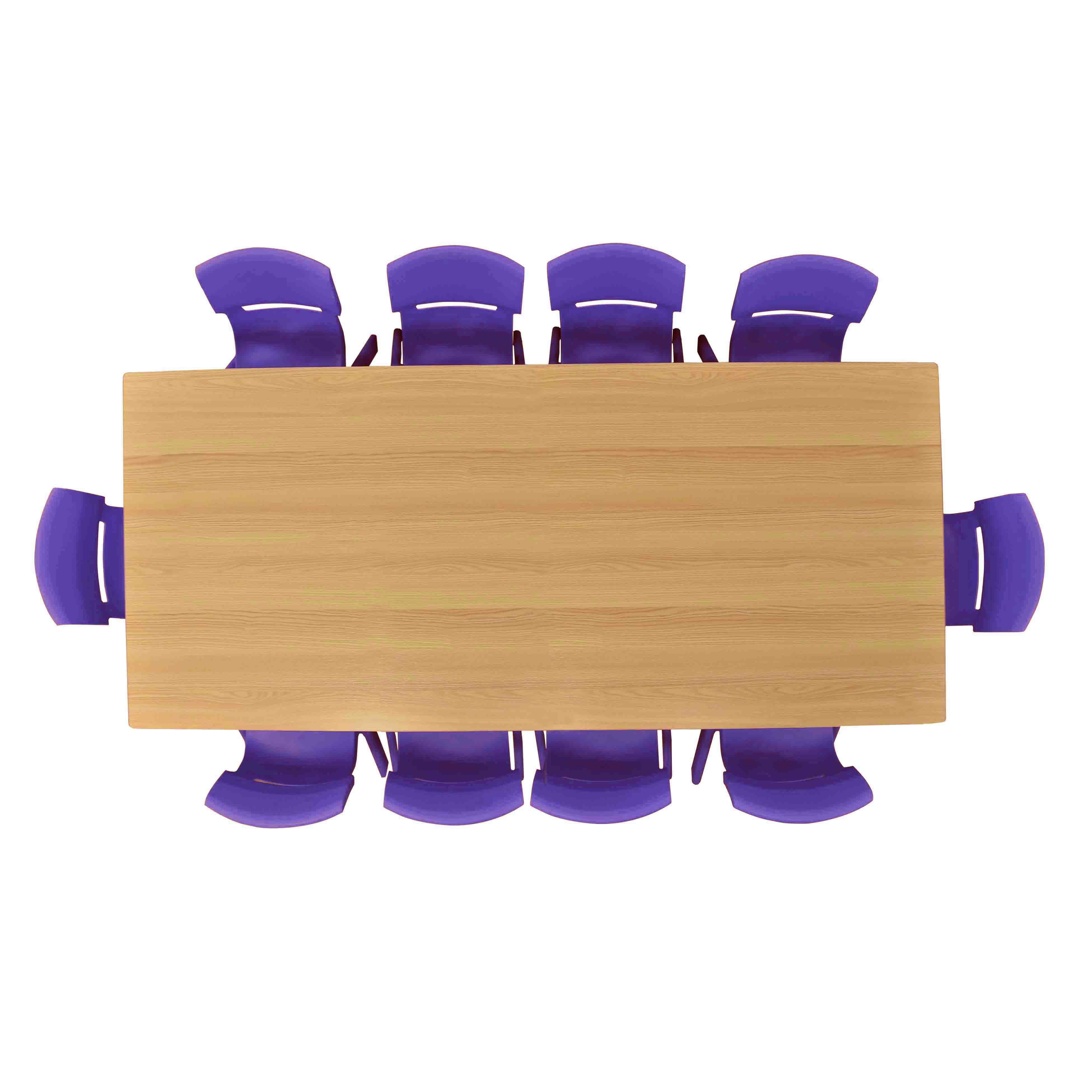 36x72 Natural Table with 10 Plastic Chairs Set