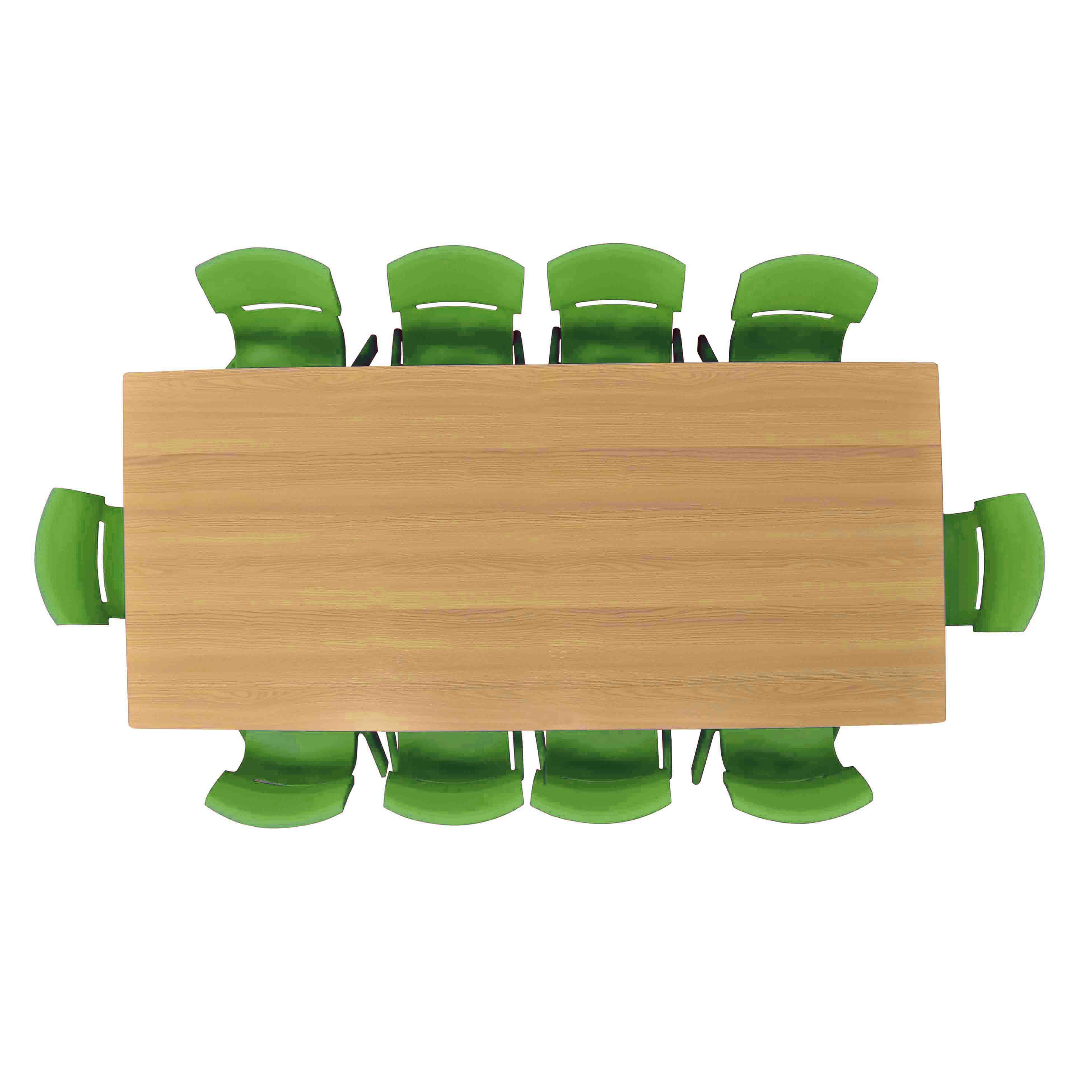 36x72 Natural Table with 10 Plastic Chairs Set