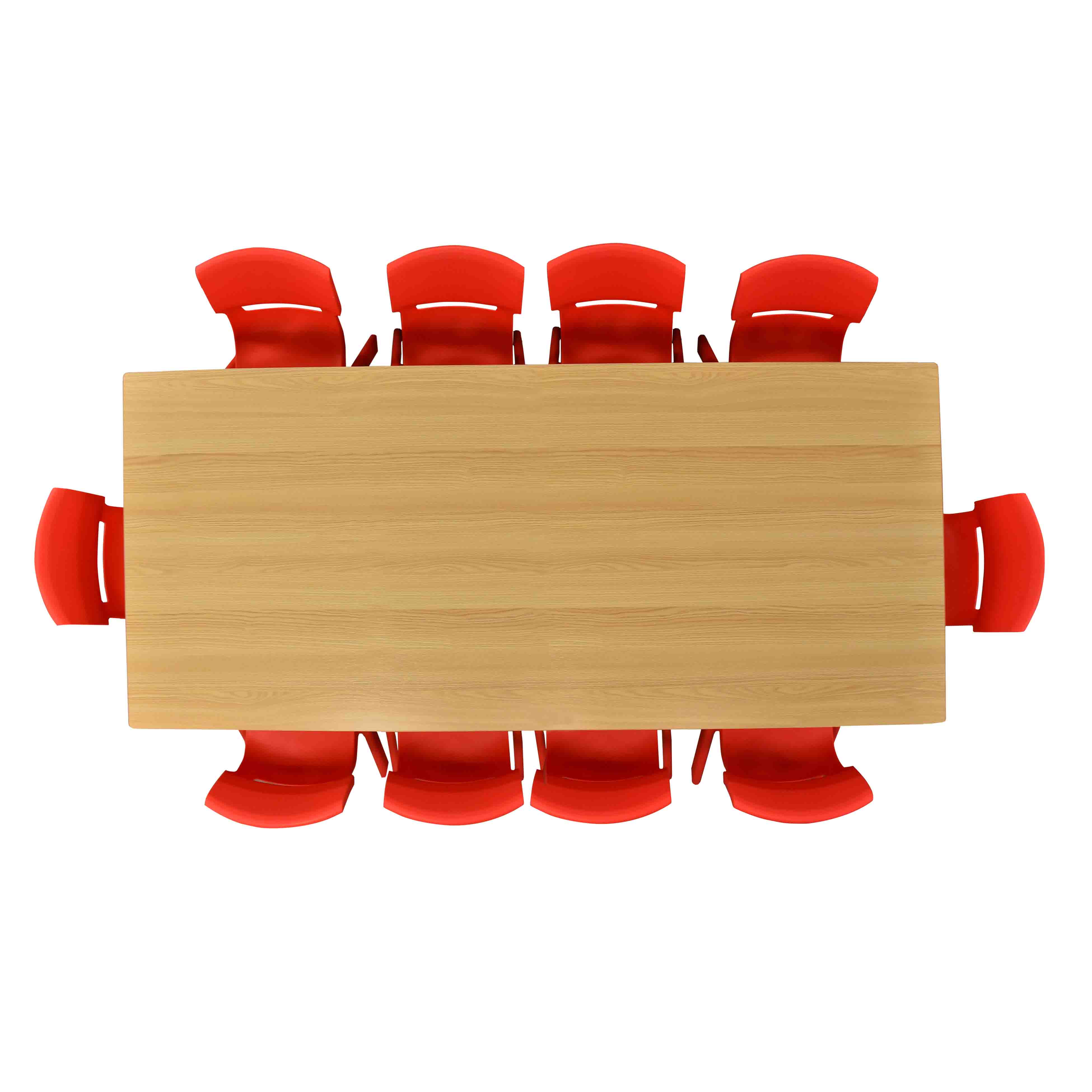 36x72 Natural Table with 10 Plastic Chairs Set