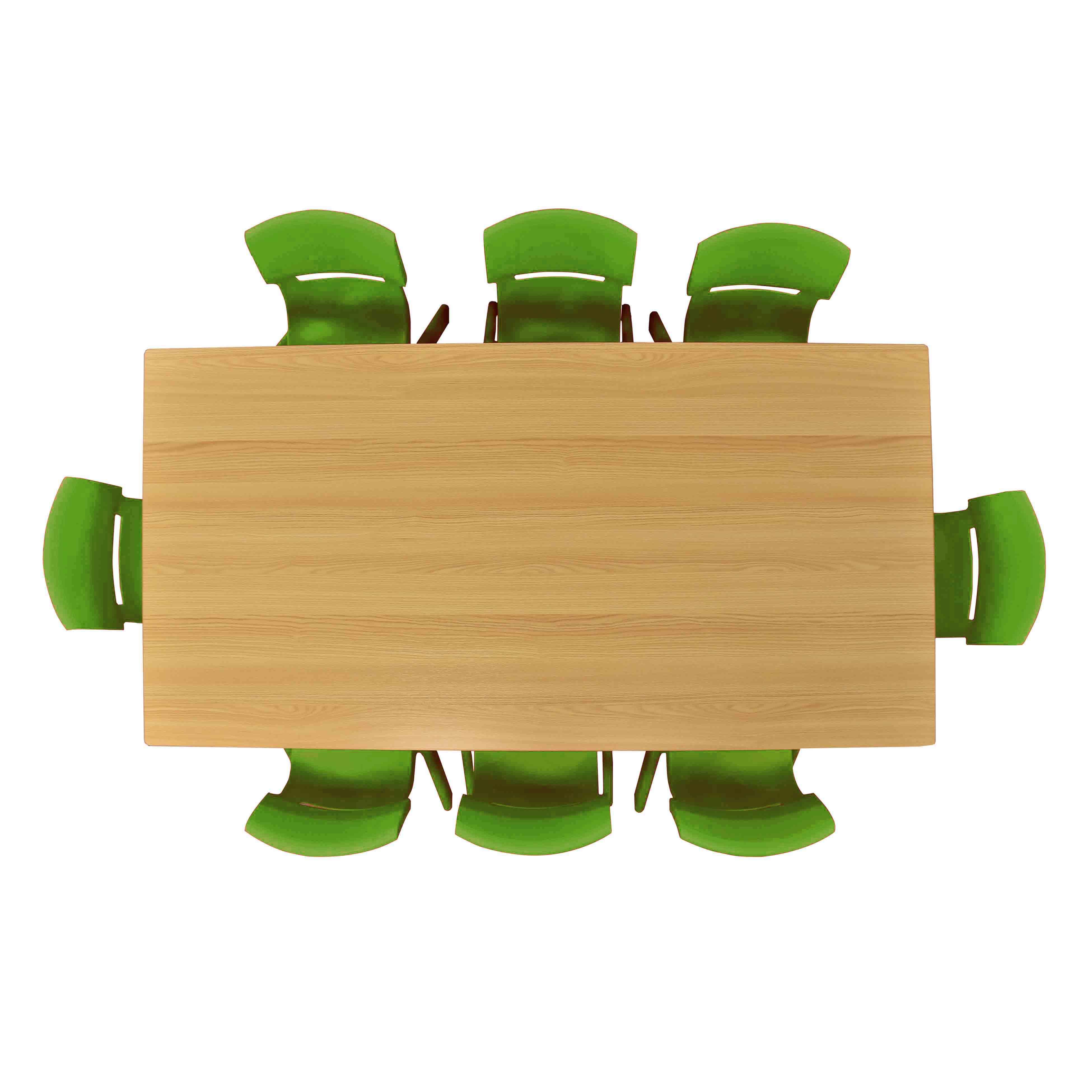 30x60 Natural Table with 8 Plastic Chairs Set