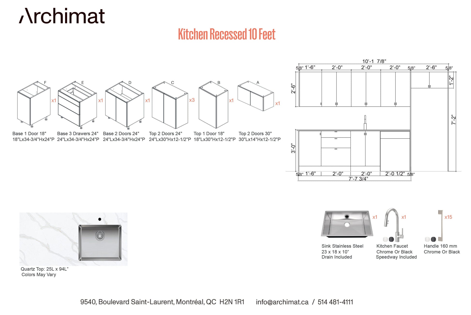 Kitchen Recessed 10 Feet - 5 Colors