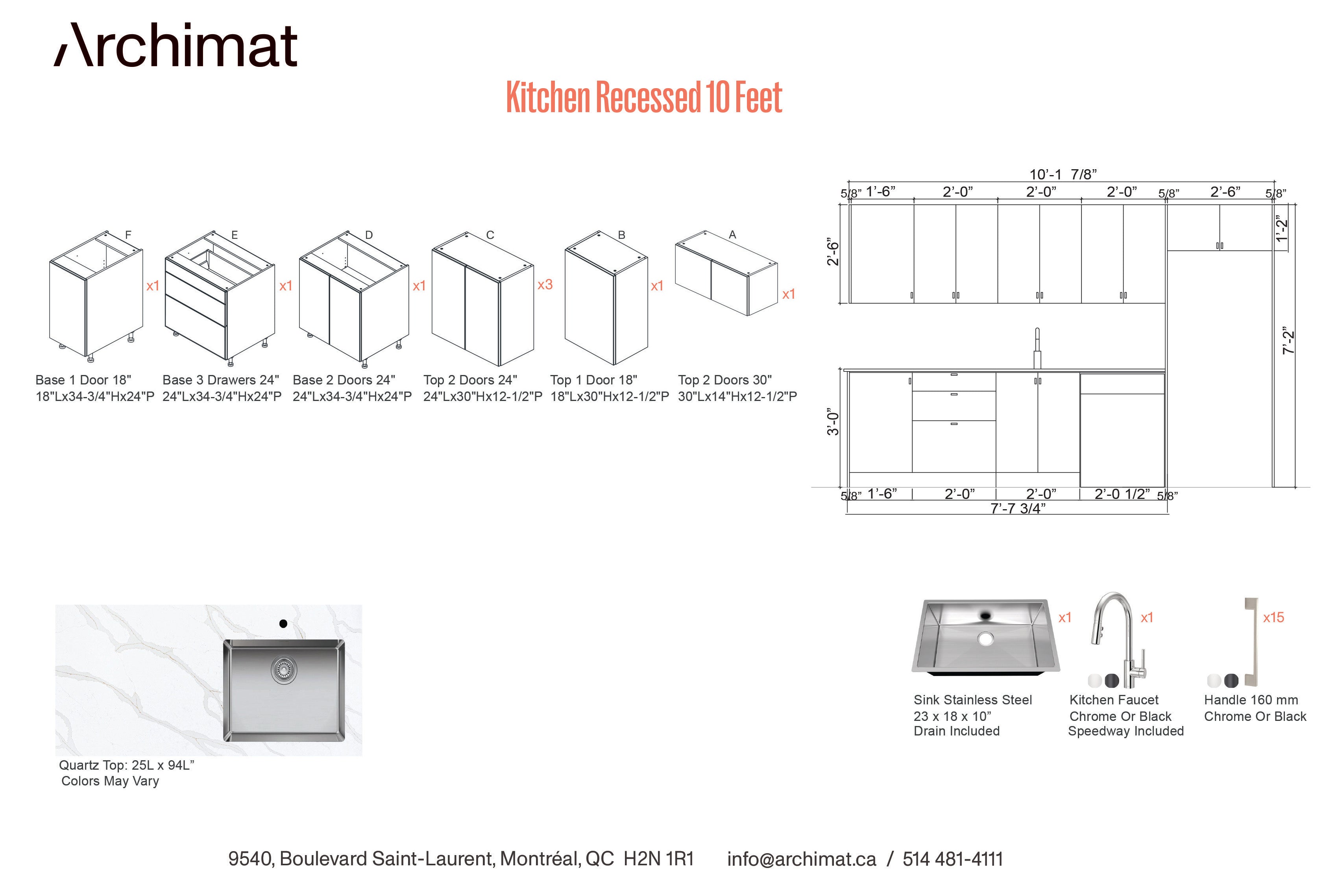Kitchen Recessed 10 Feet - 5 Colors