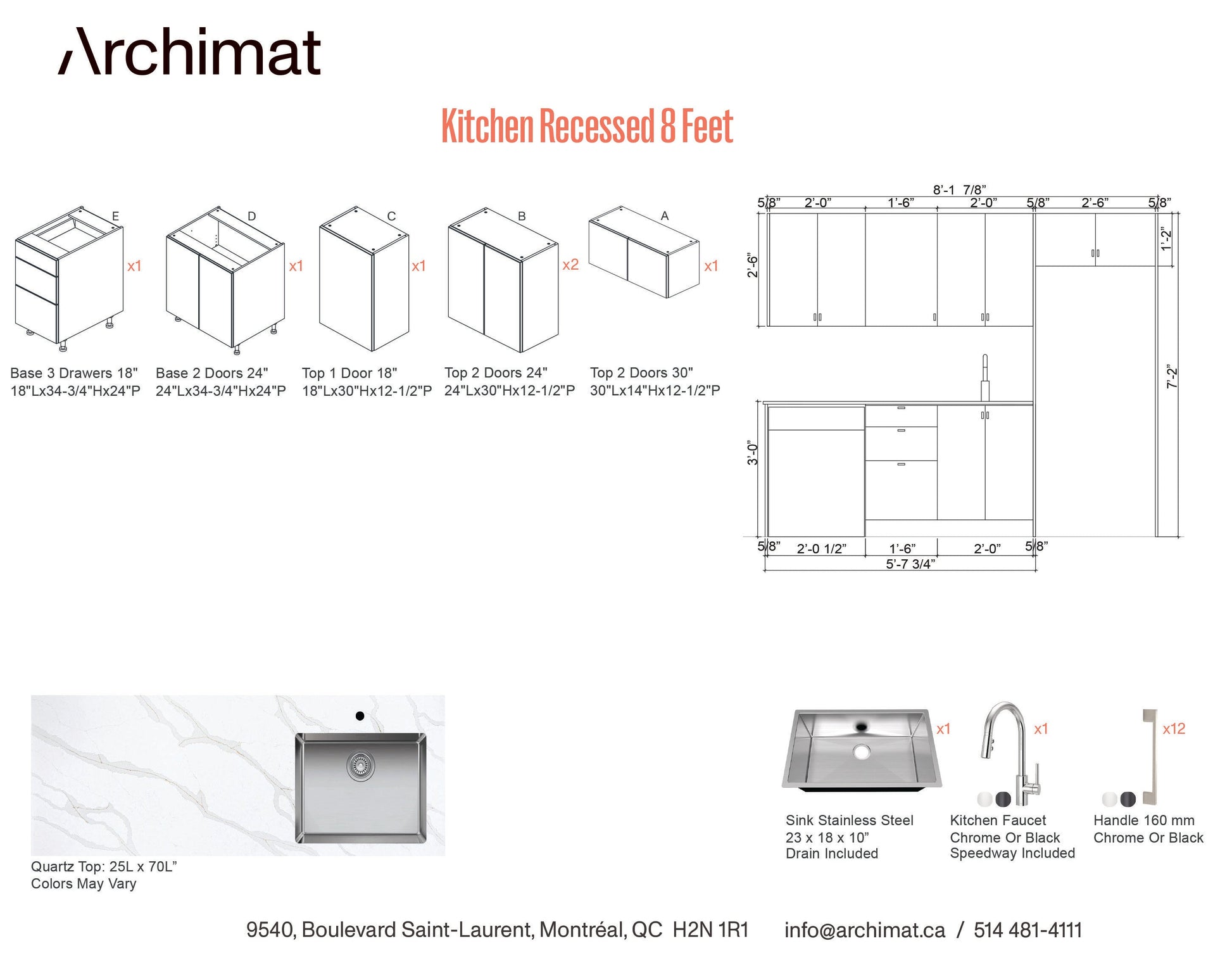 Kitchen Recessed 8 Feet - 5 Colors