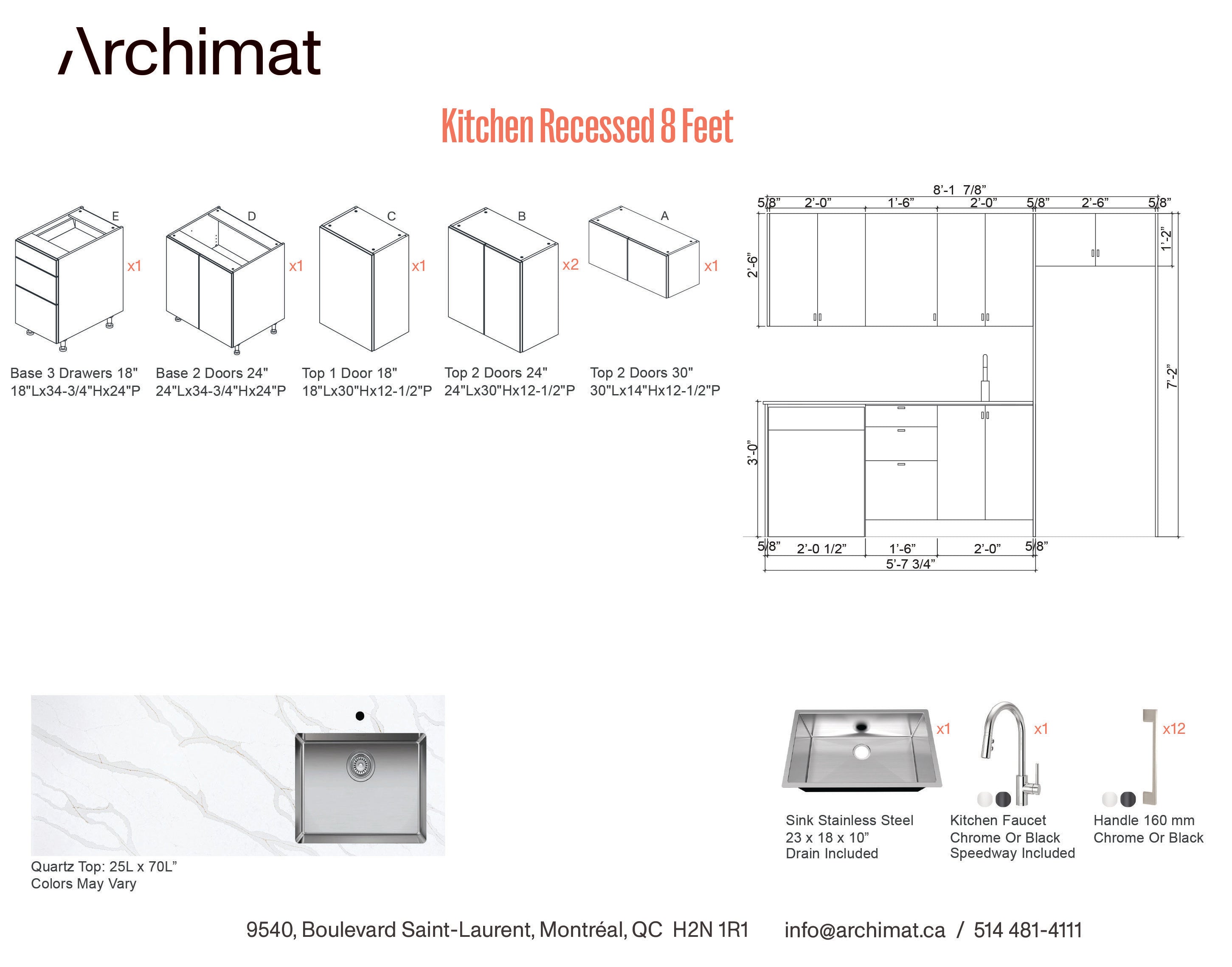 Kitchen Recessed 8 Feet - 5 Colors