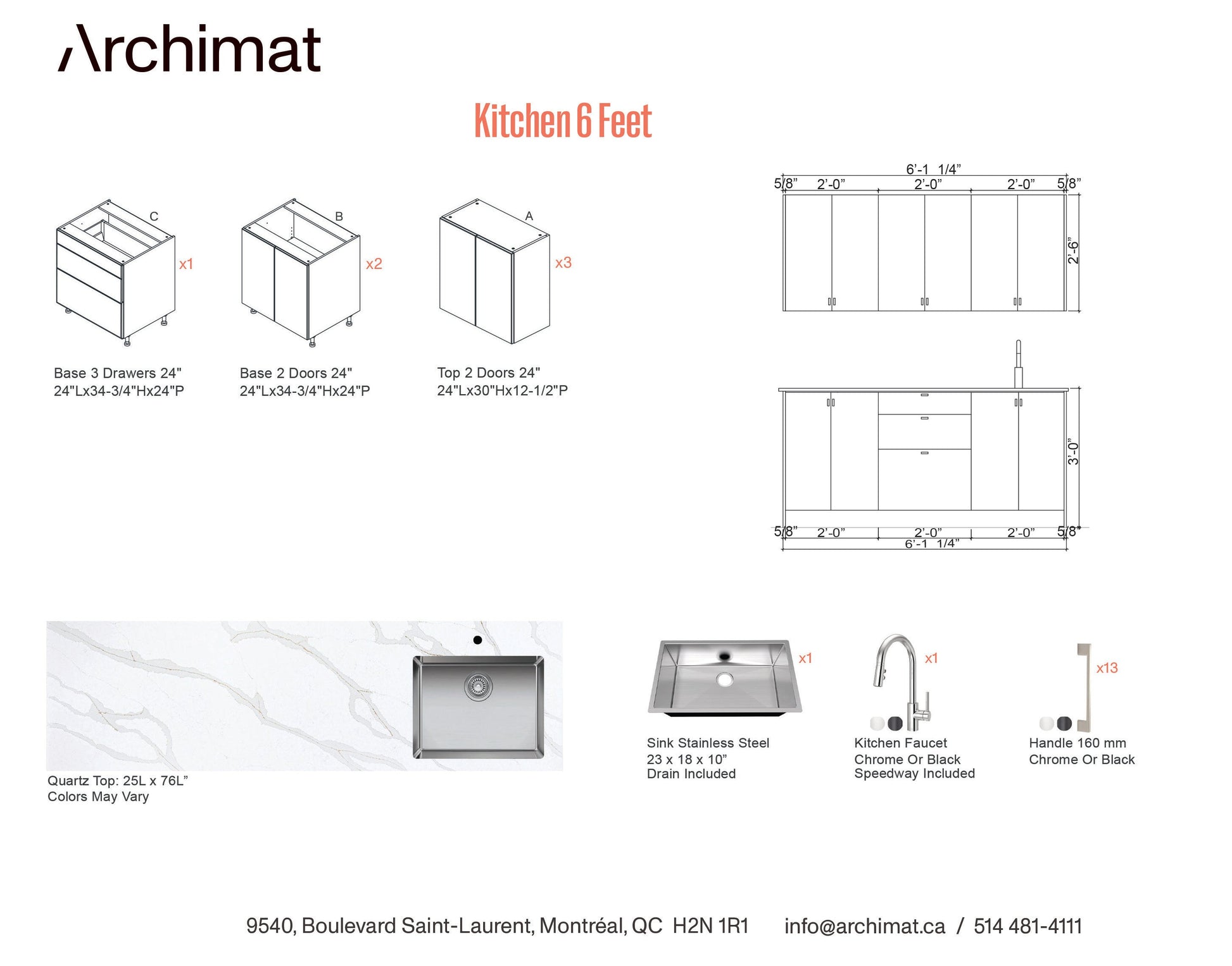 Kitchen 6 Feet - 5 Colors