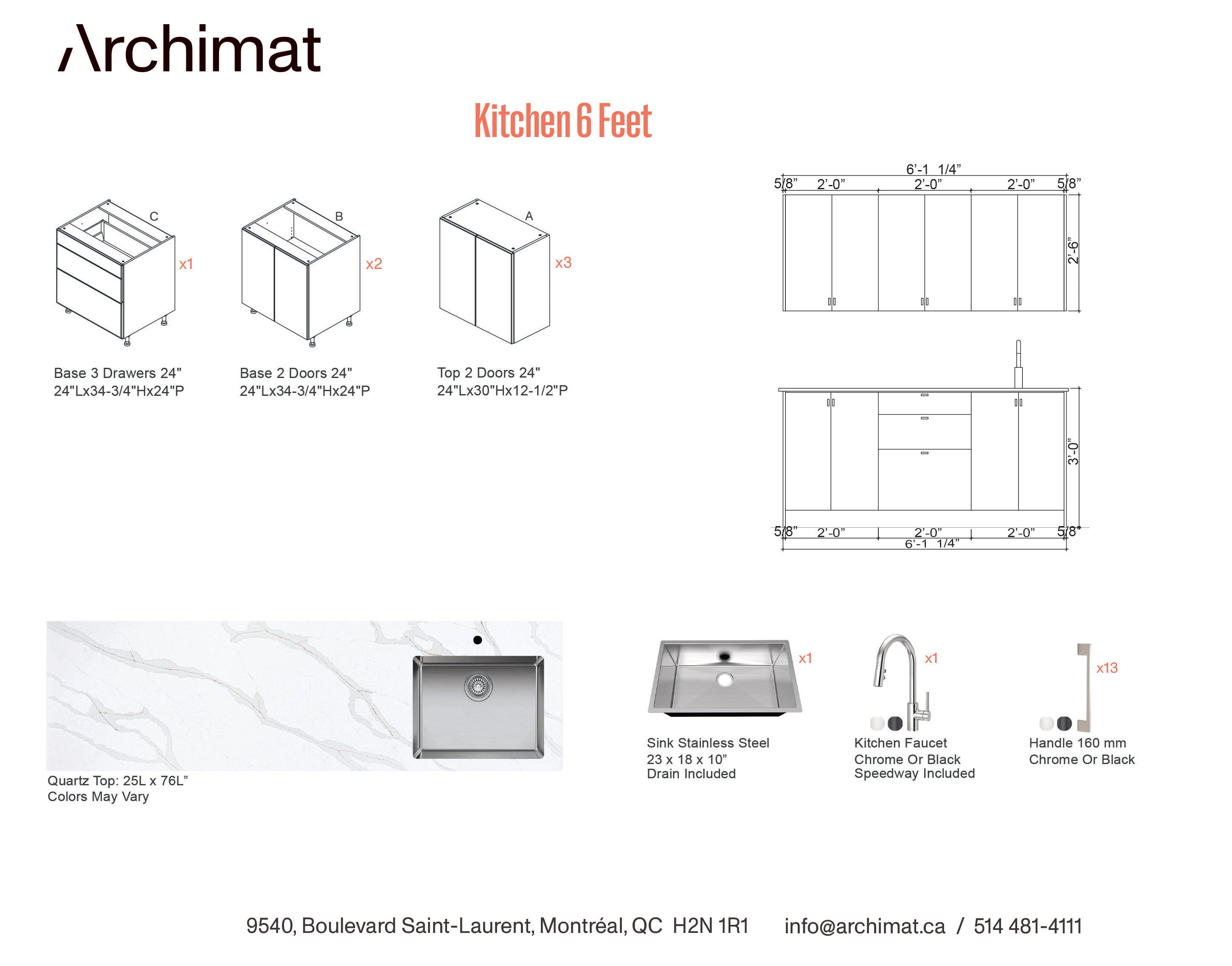 Kitchen 6 Feet - 5 Colors