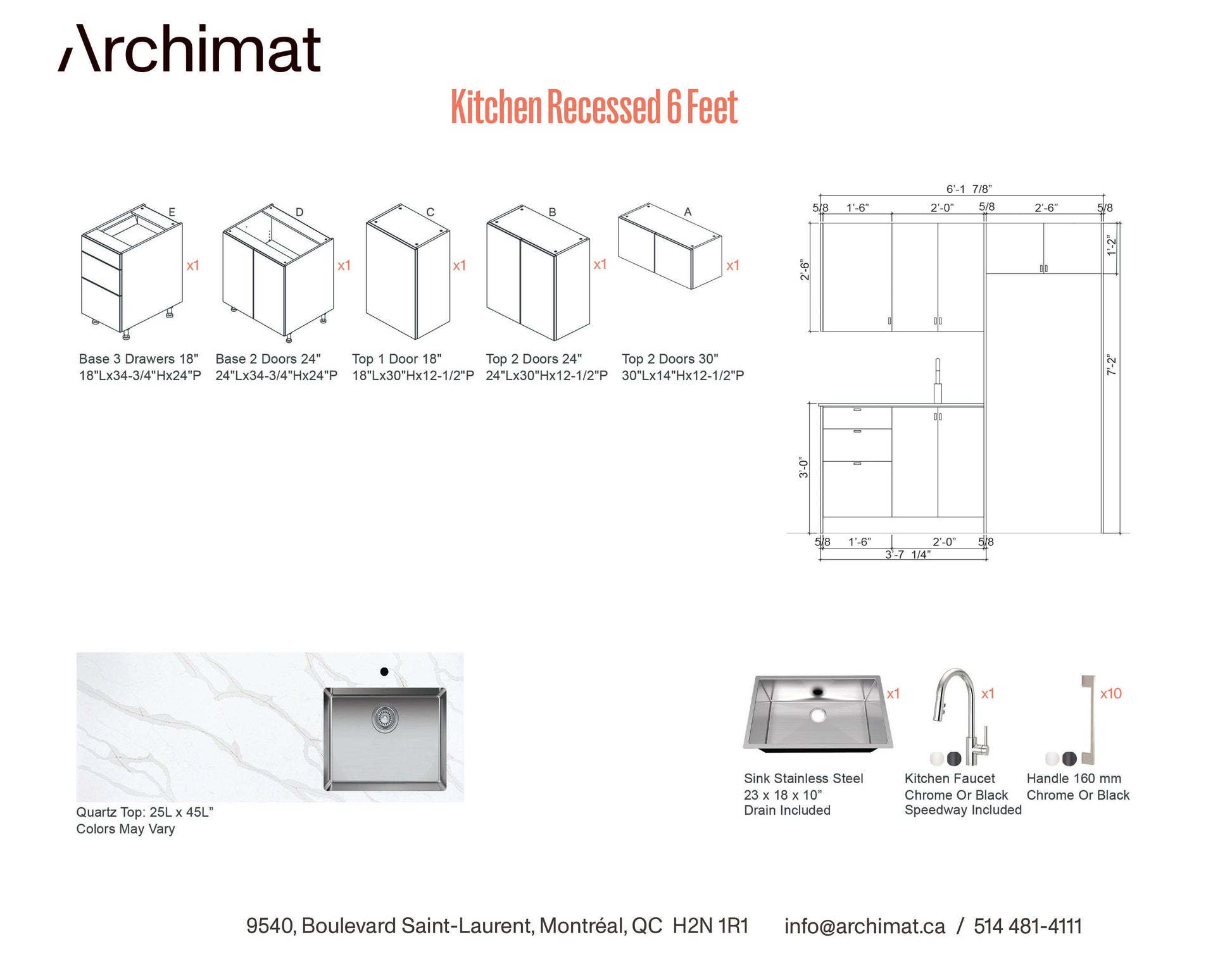 Kitchen Recessed 6 Feet - 5 Colors
