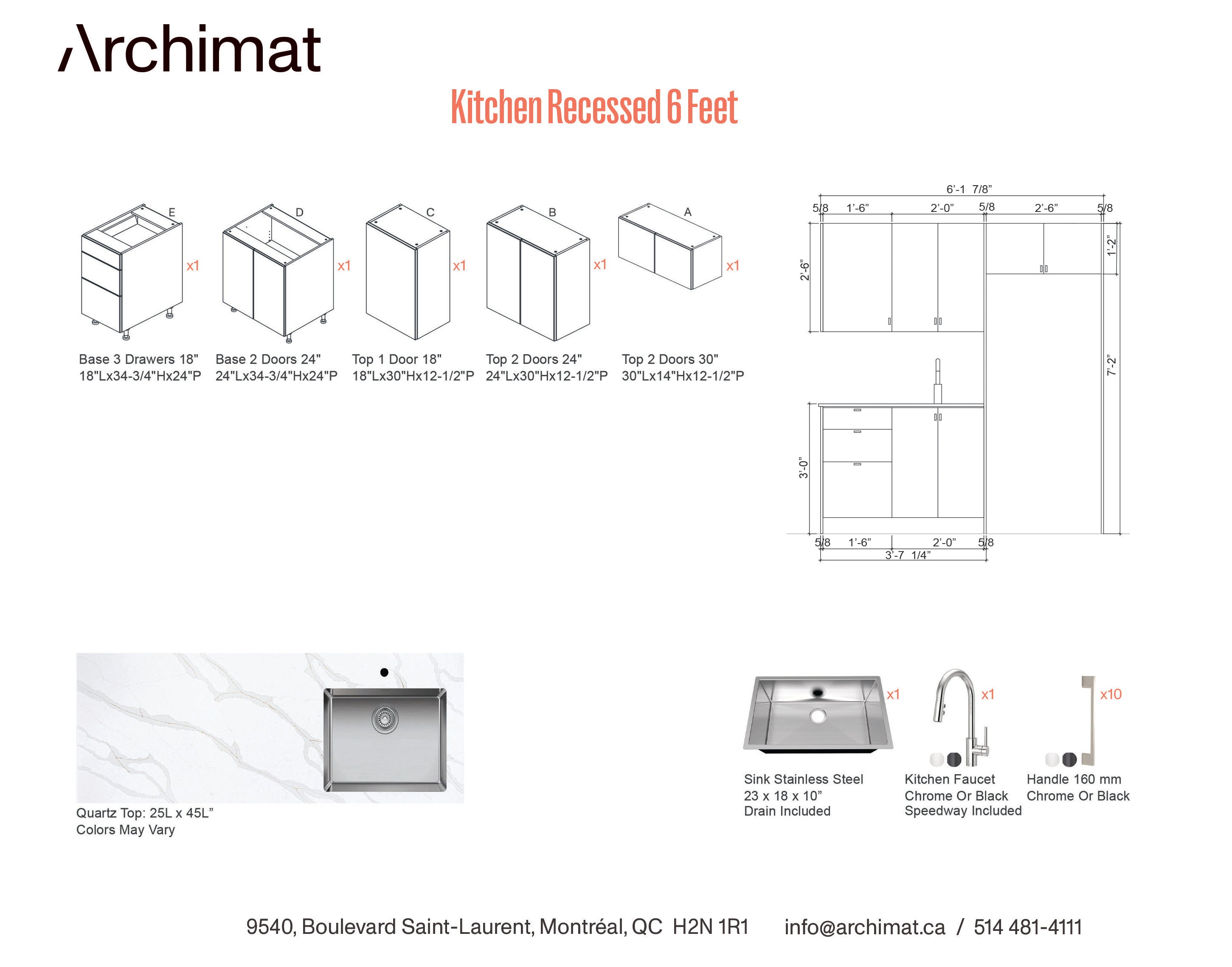 Kitchen Recessed 6 Feet - 5 Colors