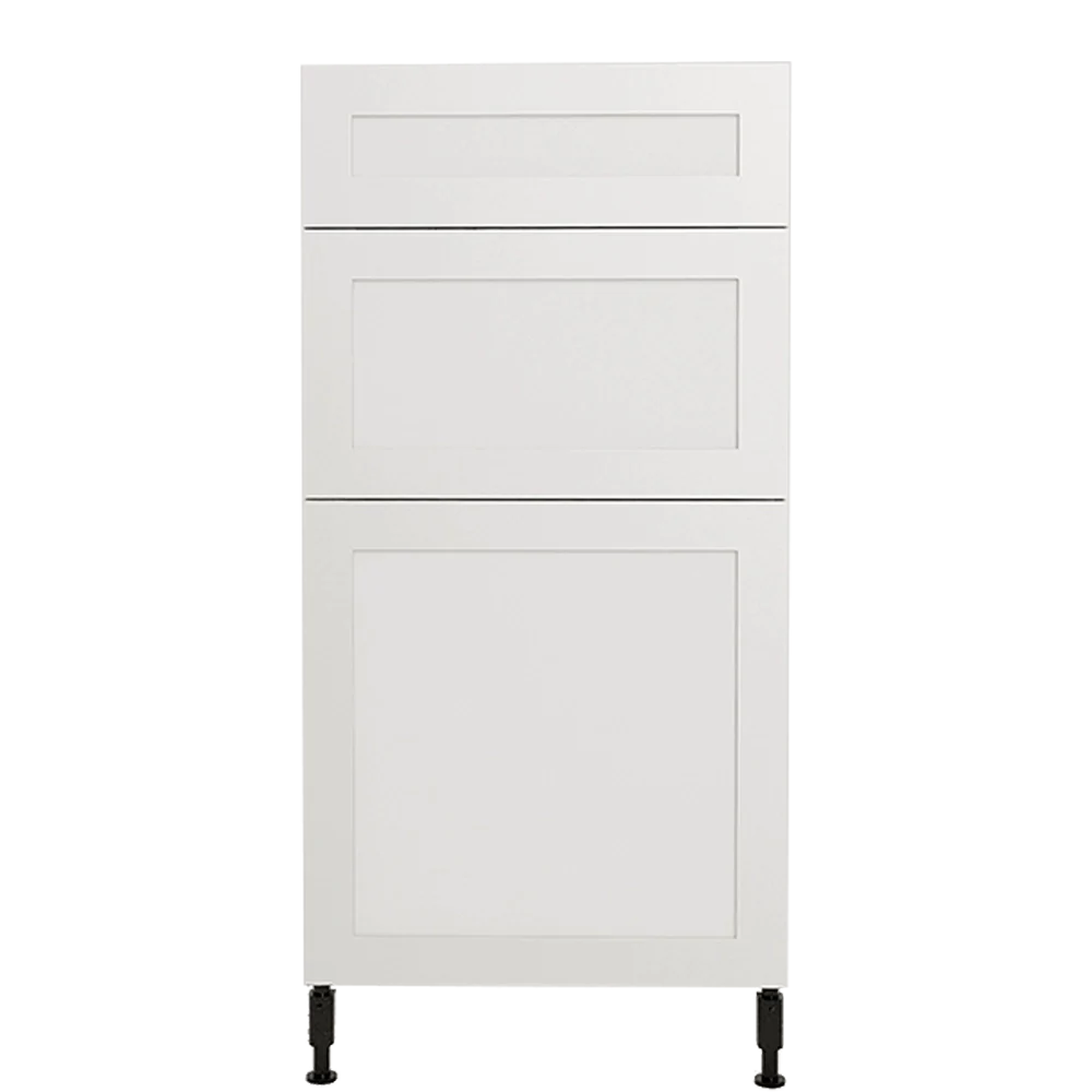 Urbania Collection Assembled Kitchen Cabinet 3 Drawers Base Cabinet 18 in x 34.75 in x 24 in - Shaker White