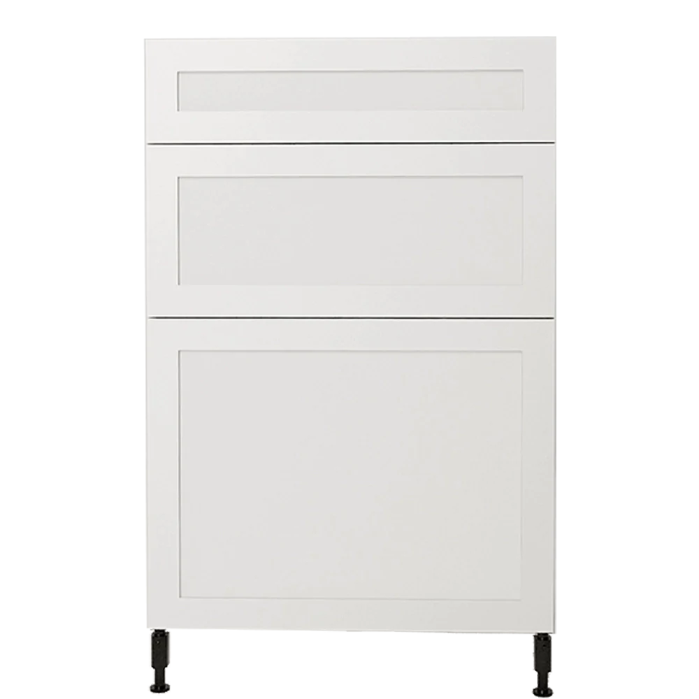 Urbania Collection Assembled Kitchen Cabinet 3 Drawers Base Cabinet 24 in x 34.75 in x 24 in - Shaker White